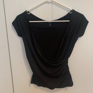 Express Black Off the Shoulder Ruched Tee